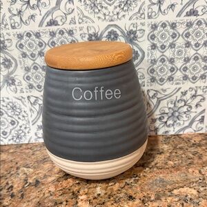 Ciroa Liquidlines Stoneware Beehive Coffee Canister With Bamboo Lid..